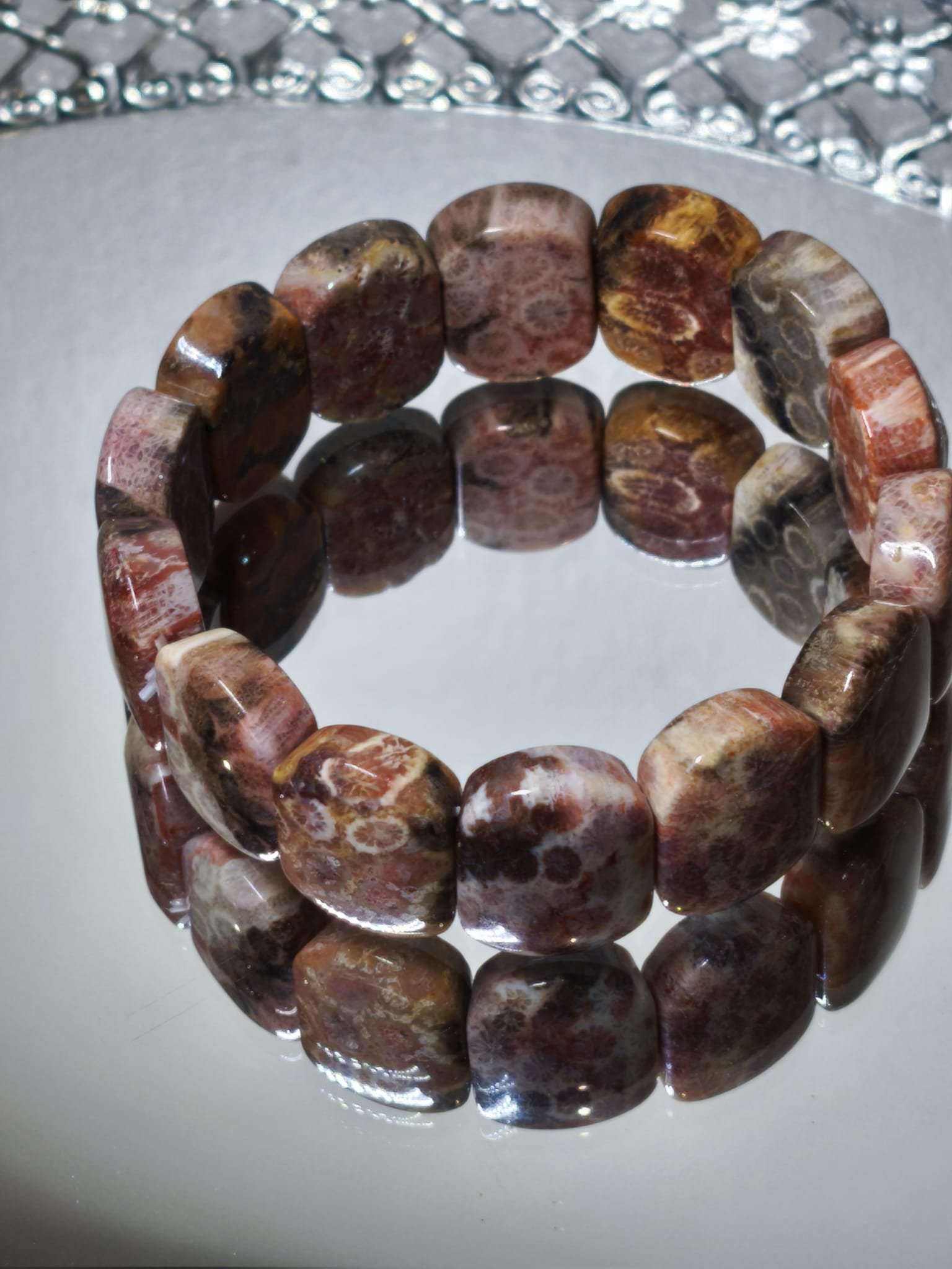 Pulsera de Jade coral fosilizado