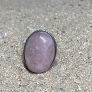 Anillo Cuarzo Rosa Acero