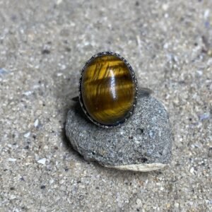 Anillo Ojo Tigre dorado