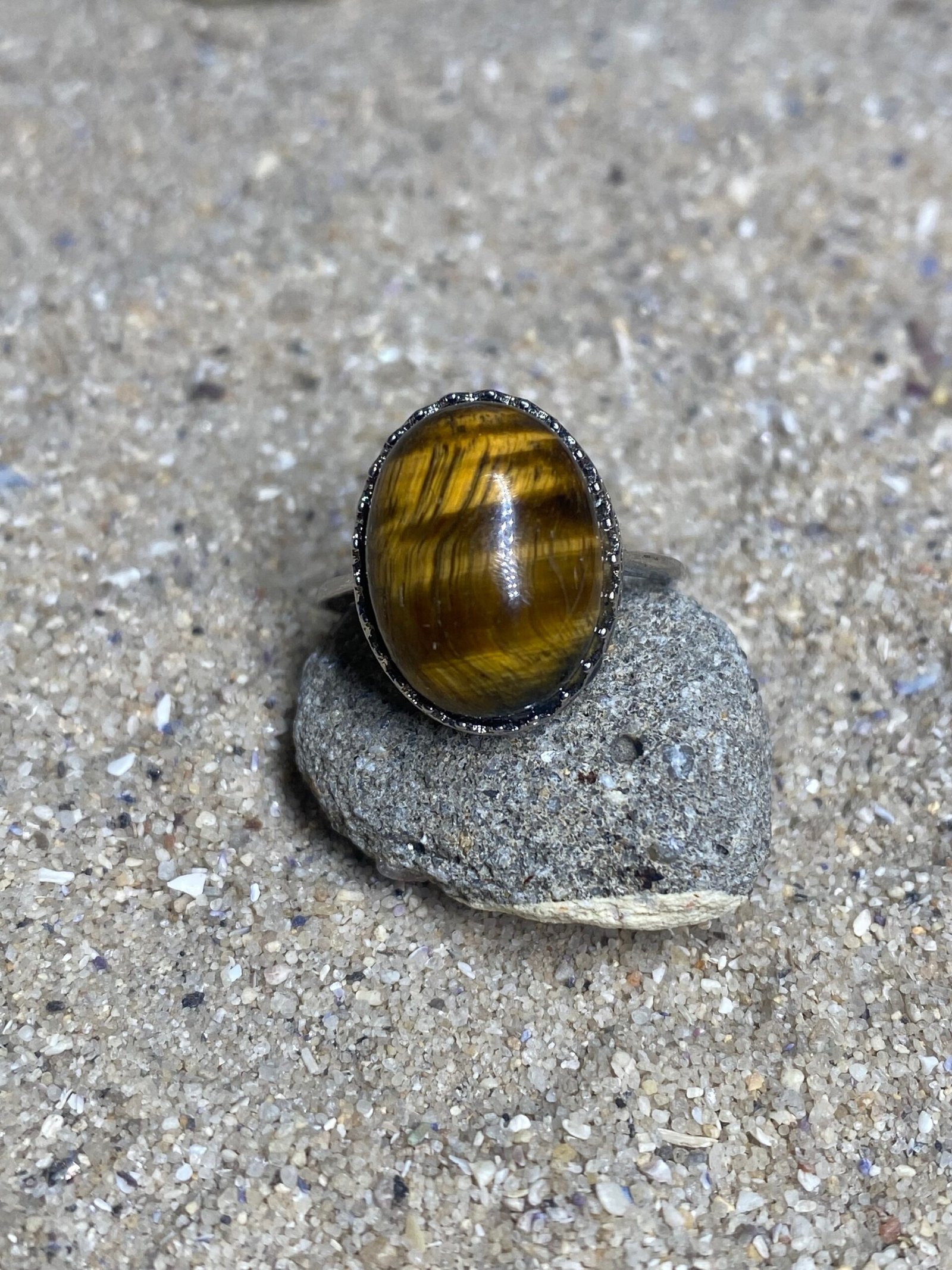 Anillo Ojo Tigre dorado
