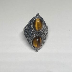 Anillo Ojo Tigre dorado doble