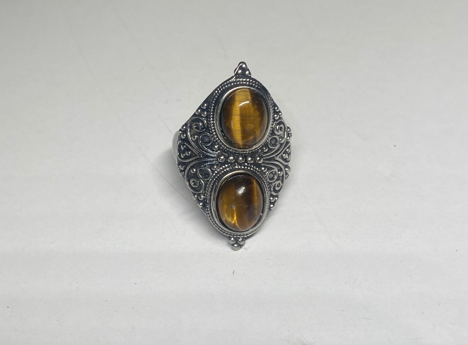 Anillo Ojo Tigre dorado doble