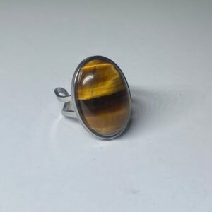 Anillo Ojo Tigre dorado Acero