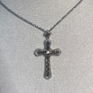 Collar plata Cruz Moissanita Smoky