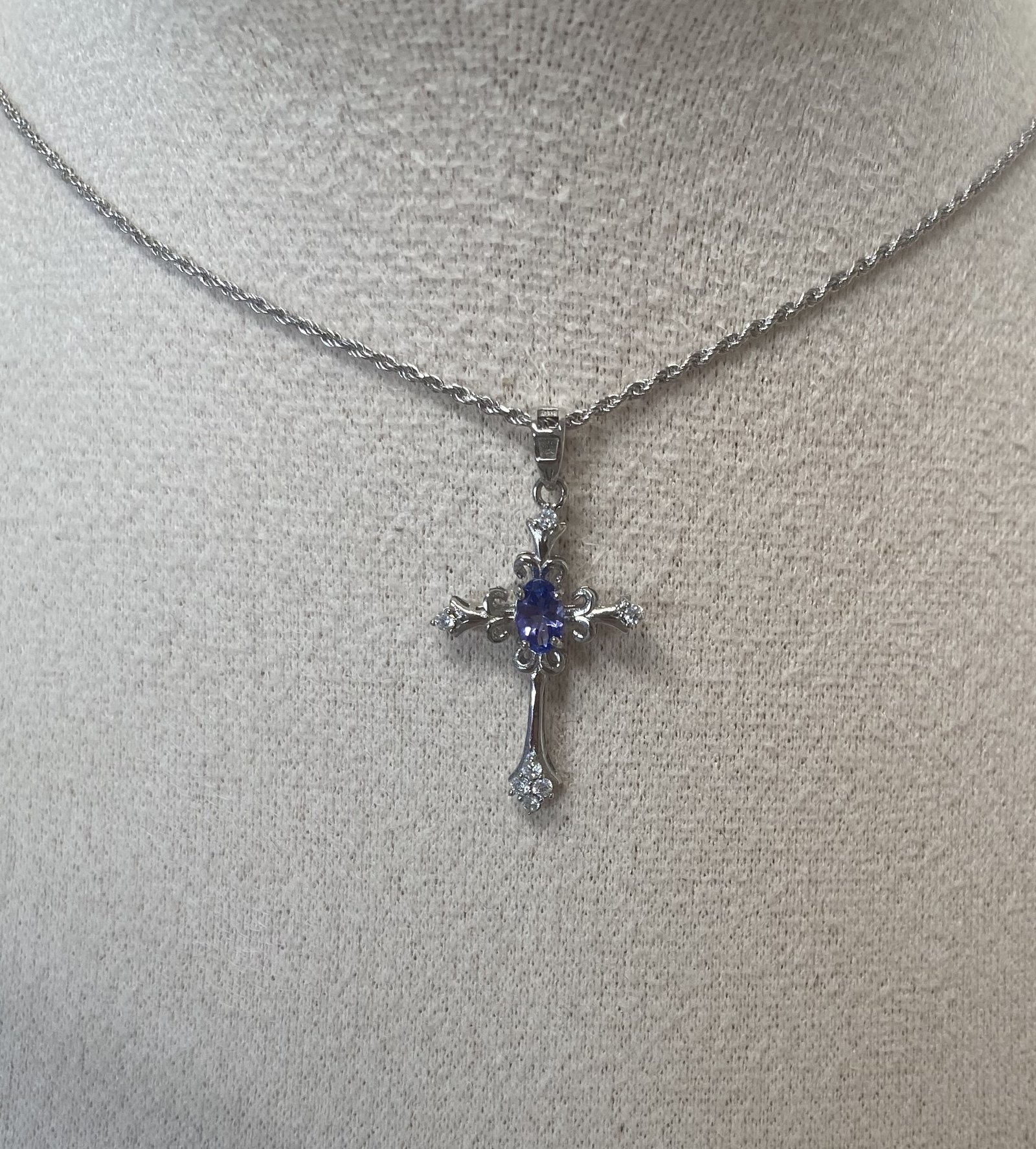 Collar de Plata 925 Cruz Tanzanita - Imagen 2
