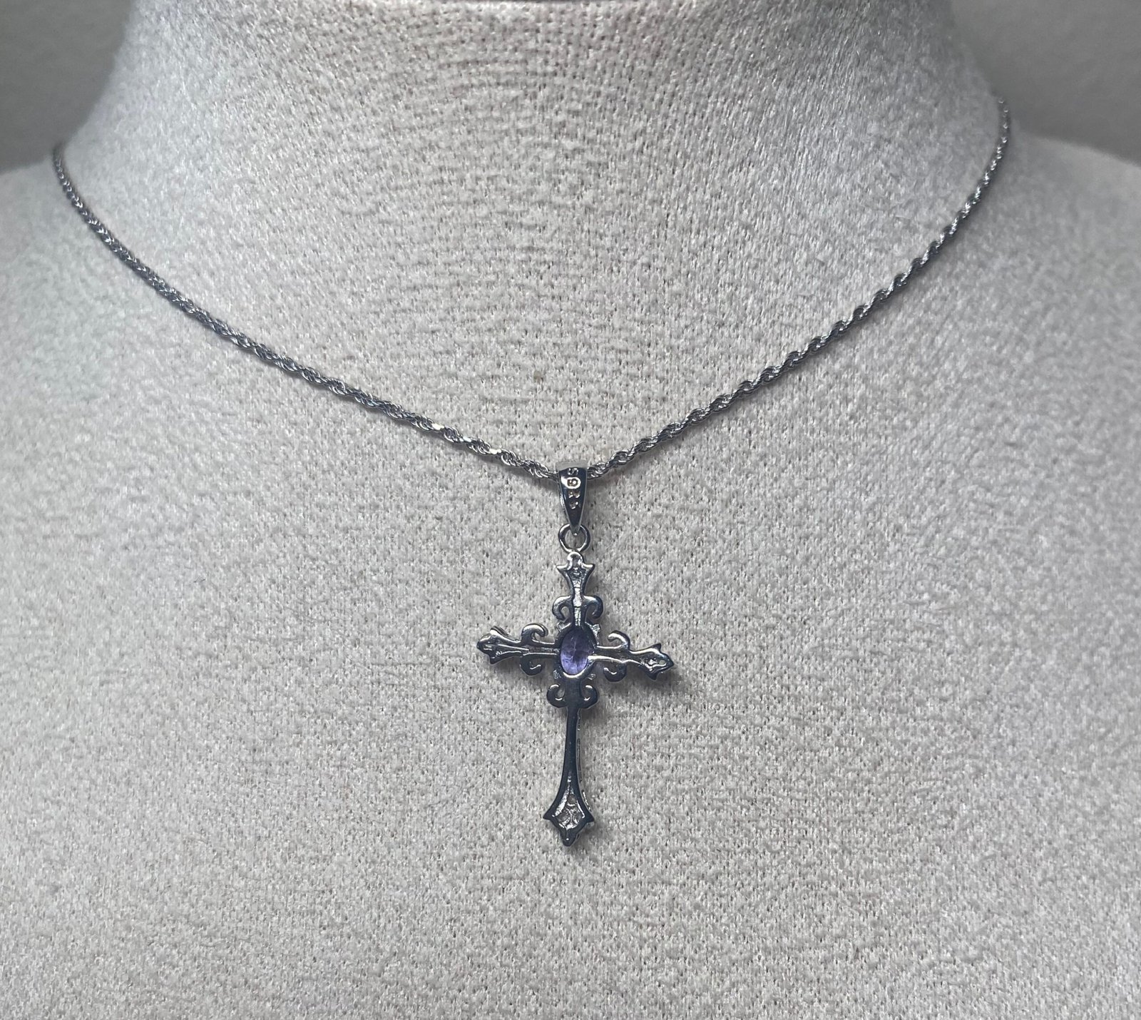 Collar de Plata 925 Cruz Tanzanita - Imagen 3