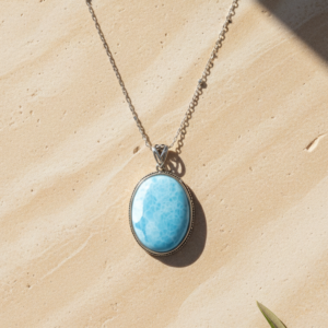 Collar con Larimar "Océano" en Plata de Ley