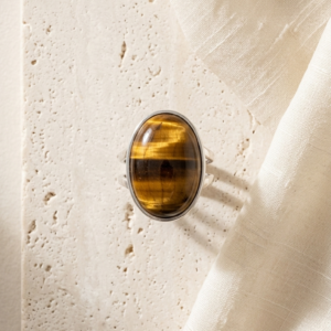 Anillo Nomad - Ojo Tigre dorado Acero