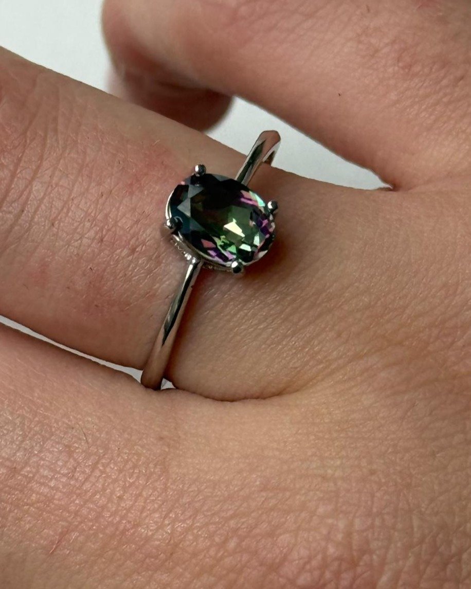 Anillo "Destello Etéreo" – Cuarzo Místico Petite & Plata Pulida - Imagen 2