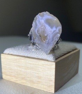 Anillo "Geoda Lunar" – Plata de Ley 925 y Ágata Drusa Natural - Imagen 3
