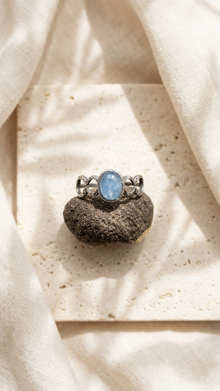 Anillo Blue Heart Aguamarina de Plata de Ley 925