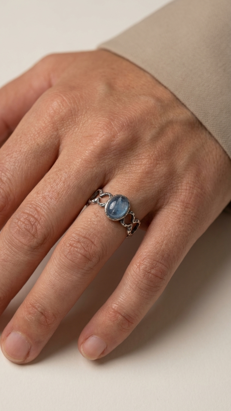 Anillo Blue Heart Aguamarina de Plata de Ley 925 - Imagen 2