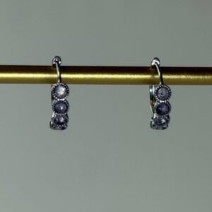 Pendientes Aro "Violeta Real" – Amatista y Aleación Brillante