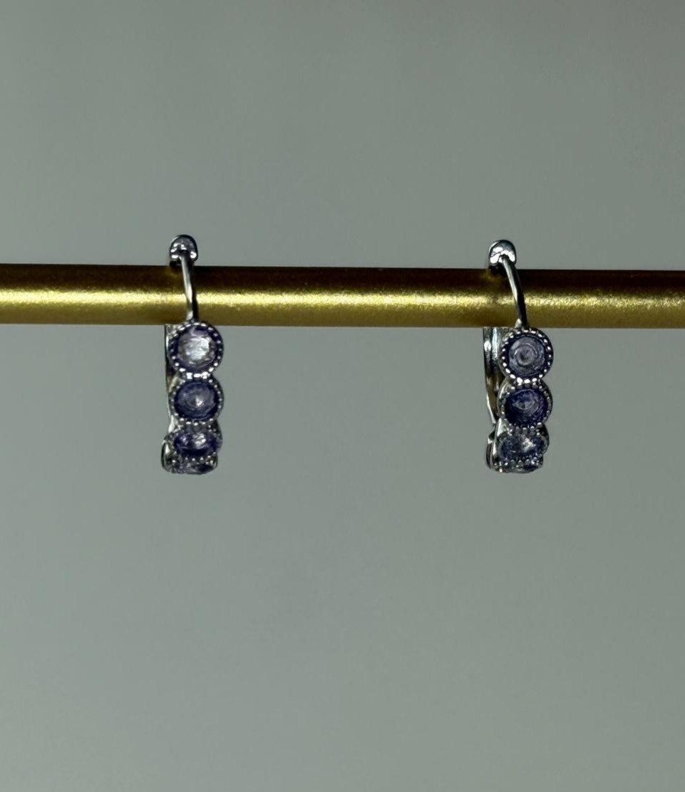 Pendientes Aro "Violeta Real" – Amatista y Aleación Brillante