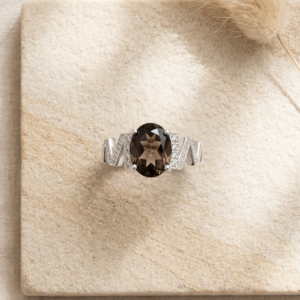 Anillo Eclipse – Cuarzo Ahumado y Plata de Ley 925