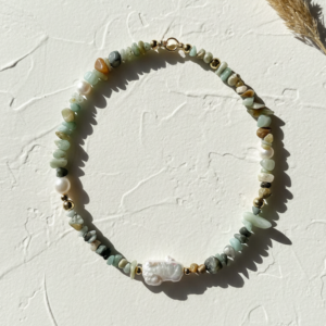 Collar Itaca - Amazonita y perlas de río