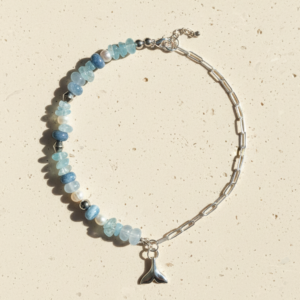 Collar Sirena - Aguamarina y perla de rio