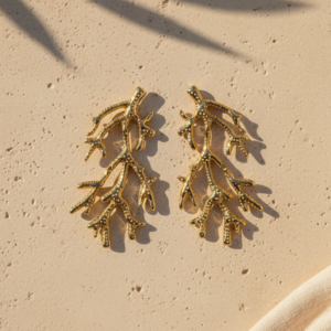 Pendientes Coral dorado en acero