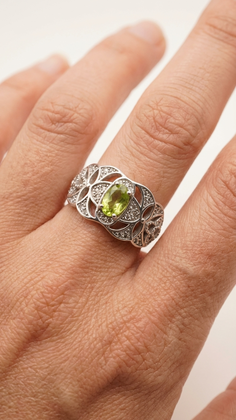 Anillo Vital – Peridoto y Plata de Ley 925 - Imagen 2