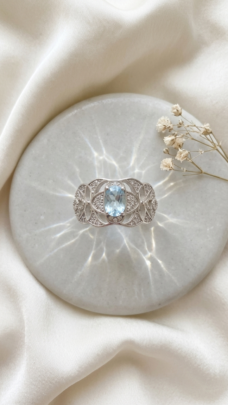 Anillo Serenity – Topacio azul y Plata de Ley 925