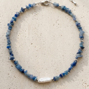 Collar Calma - Perlas de rio, sodalita y acero