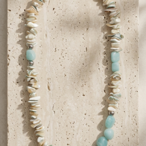 Collar Brisa -  Concha nácar, amazonita y acero