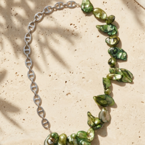 Collar Manglar - Perlas verde y acero