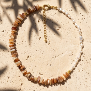 Collar Orilla -  Nácar, perlas de río y acero