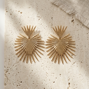 Pendientes Sol dorado en acero