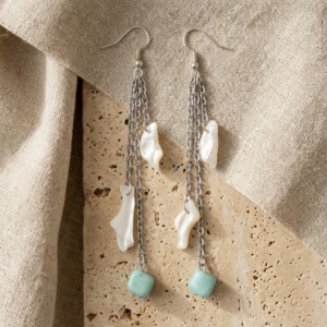 Pendientes Tulum - Lascas de nácar madre y amazonita