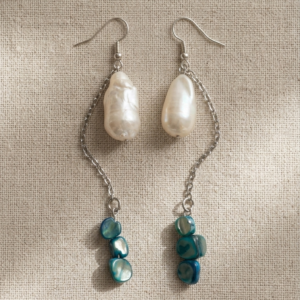 Pendientes Capri - Perla barroca y nácar azul