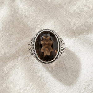 Anillo Sahara - Cuarzo ahumado y plata 925