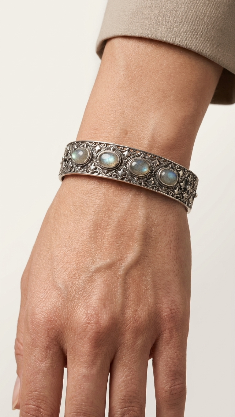 Brazalete Istambul - Aleación y labradorita - Imagen 2