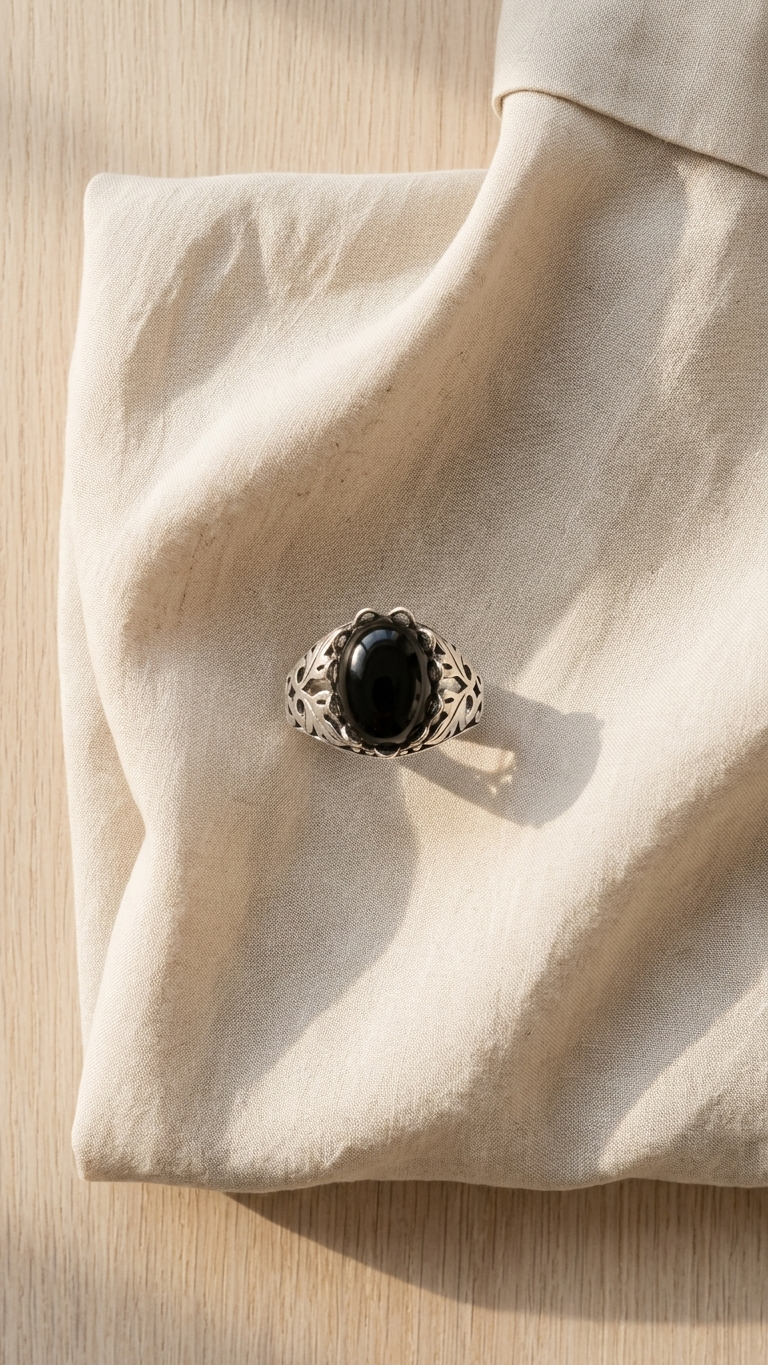 Anillo Morgana - Obsidiana Dorada y Plata 925