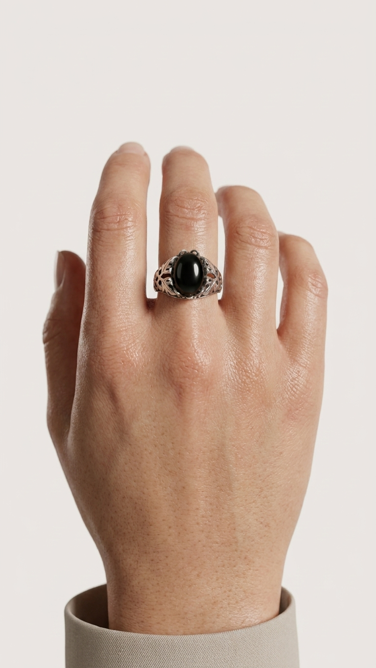 Anillo Morgana - Obsidiana Dorada y Plata 925 - Imagen 2
