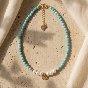Pulsera Riviera - Turquesa, perlas de rio en plata 925