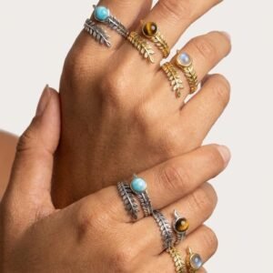 Anillo LAUREL- Acero y mineral