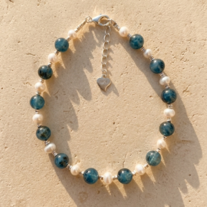 Pulsera Nereid -| Aguamarina natural, perlas de río y plata de ley 925