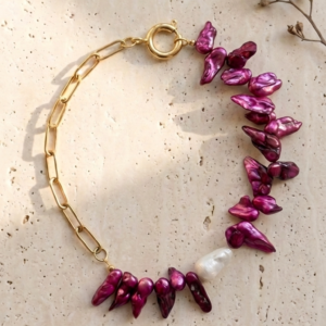 Collar Violet - Perlas y acero