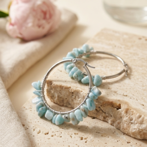 Pendientes Caribe - Larimar y acero