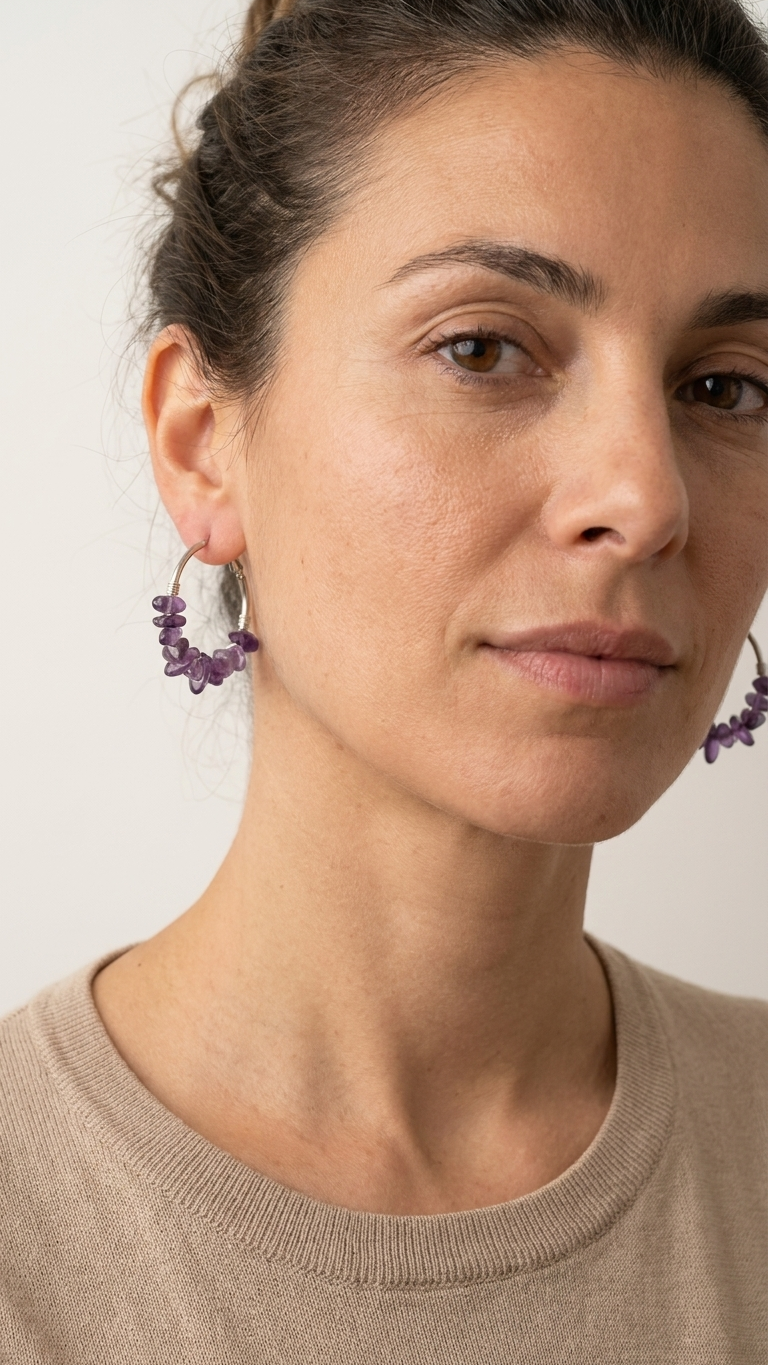Pendientes Provenza - Amatista y acero - Imagen 3