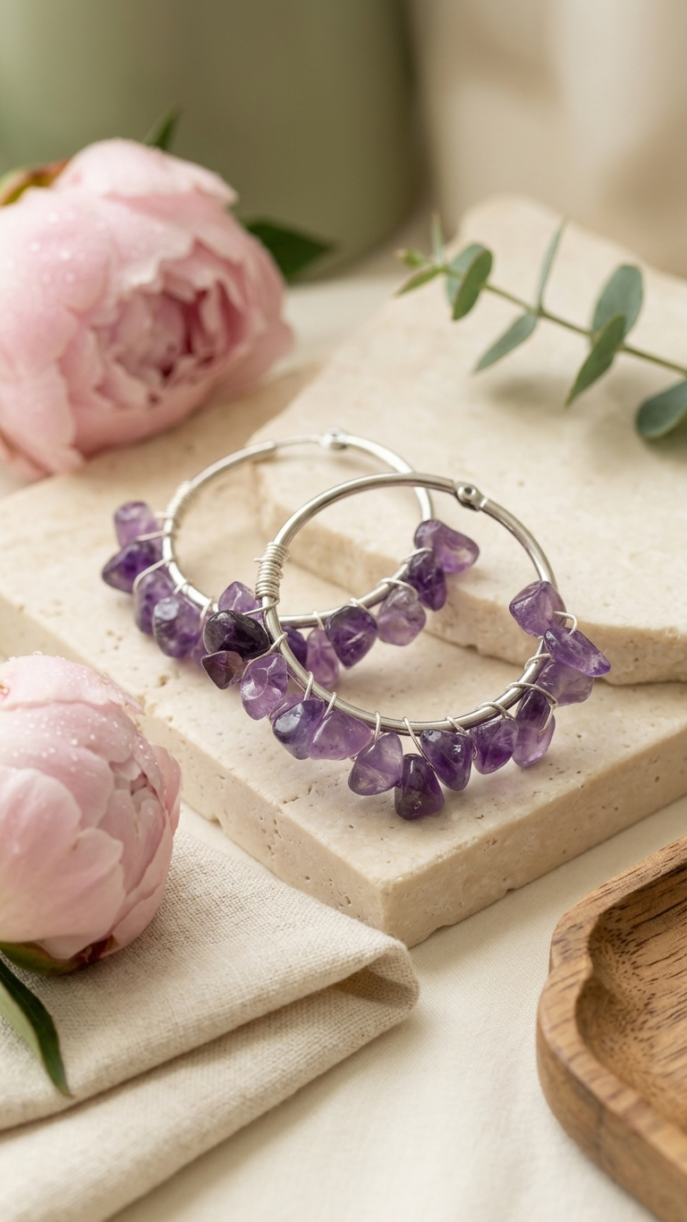 Pendientes Provenza - Amatista y acero - Imagen 4