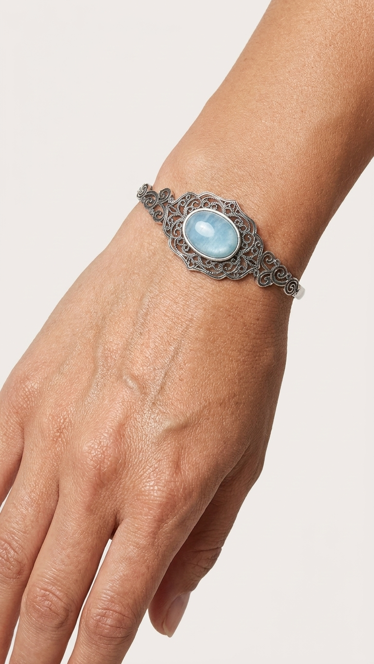Brazalete Empress - Aleación y Aguamarina - Imagen 2