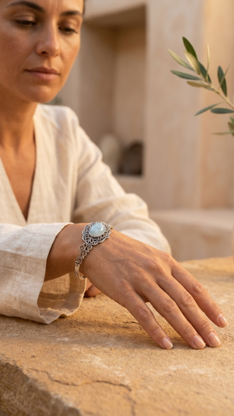 Brazalete Empress - Aleación y Aguamarina - Imagen 3