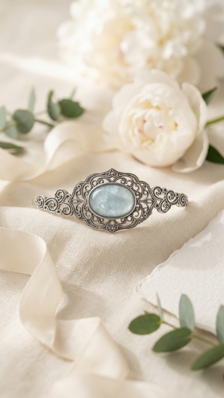 Brazalete Empress - Aleación y Aguamarina - Imagen 4
