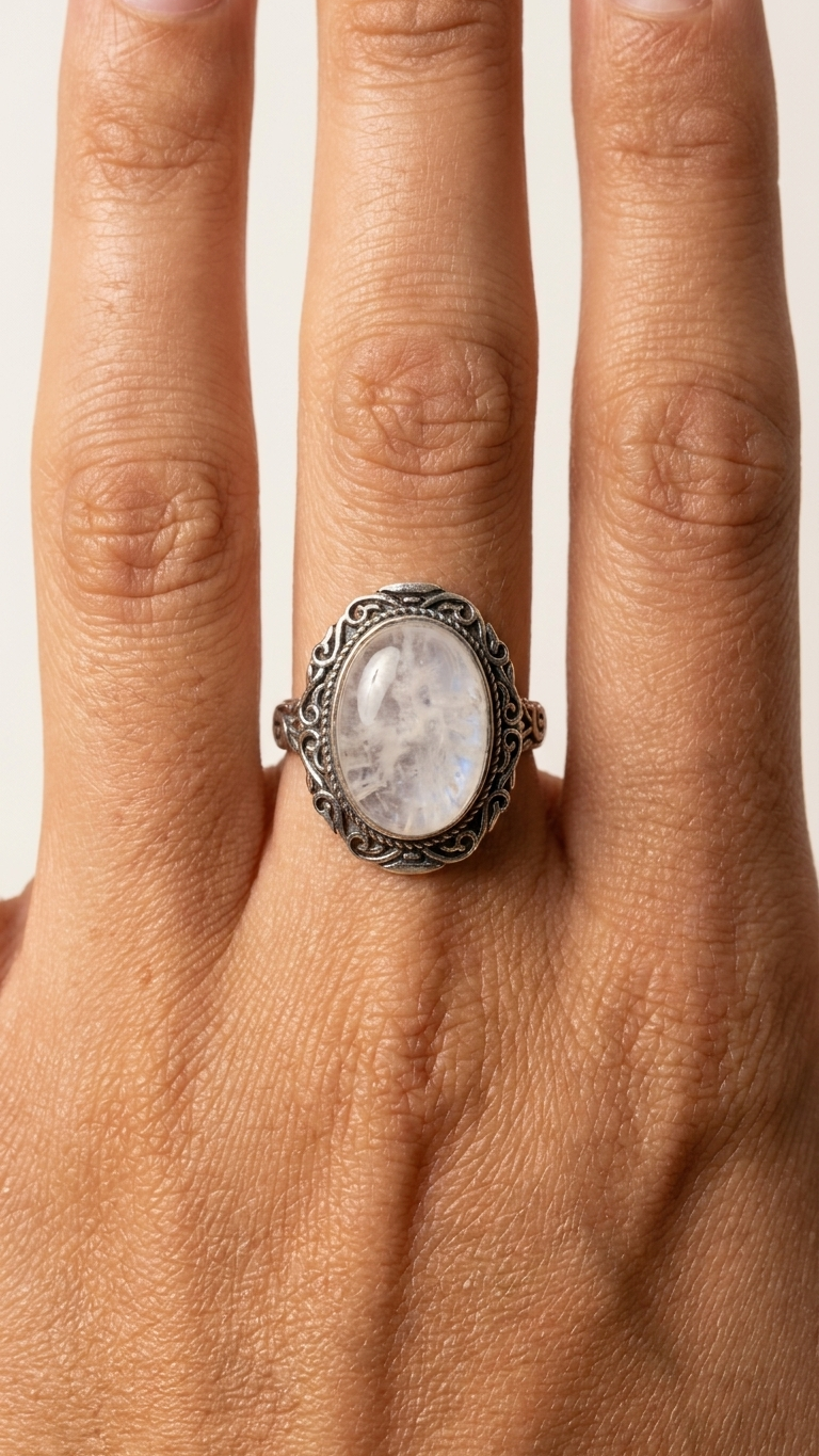 Anillo Selene - Piedra Luna y Plata 925 - Imagen 2