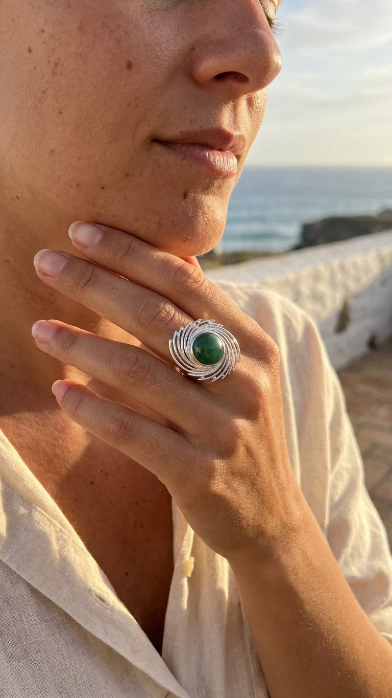 Anillo Galaxy - acero y mineral - Imagen 2