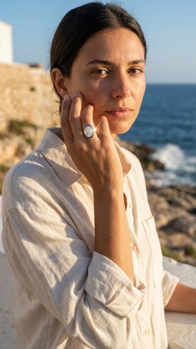 Anillo Selene - Piedra Luna y Plata 925 - Imagen 3