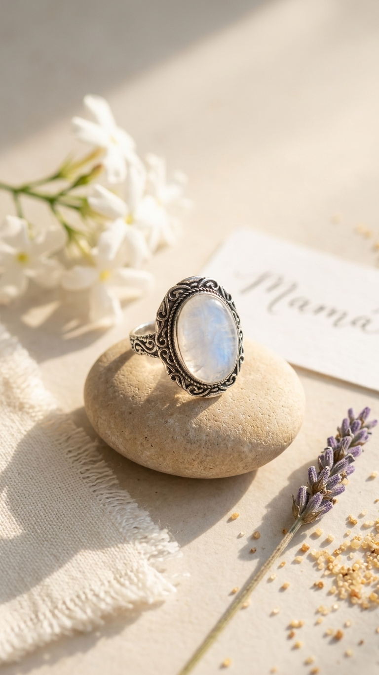 Anillo Selene - Piedra Luna y Plata 925 - Imagen 4
